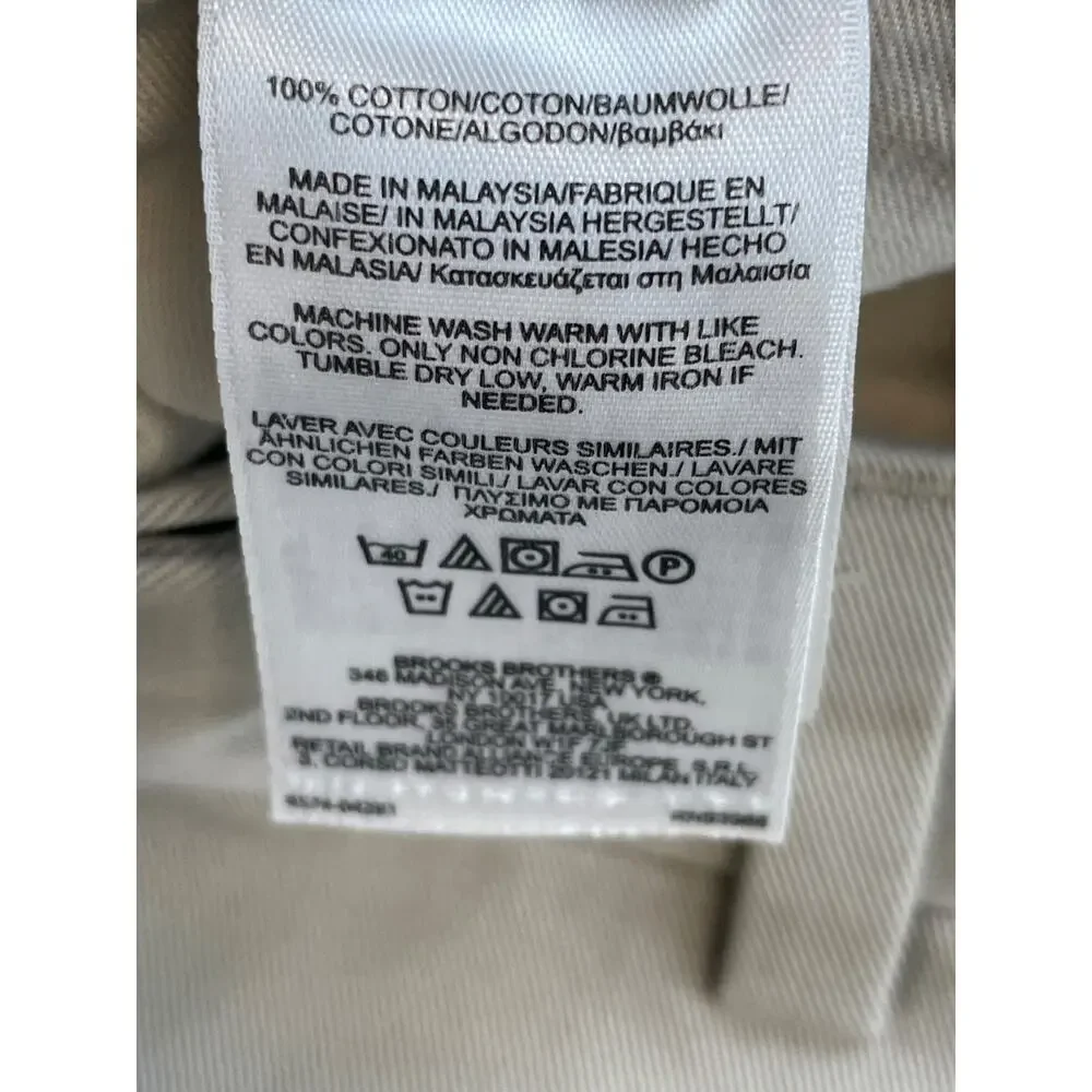 Brooks Brothers Pants Mens 38 x‎ 32 Beige 100% Cotton Chino Hudson